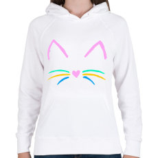 PRINTFASHION Cuki cicus - Női kapucnis pulóver - Fehér