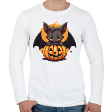 PRINTFASHION Cuki denevér tökkel - Férfi hosszú ujjú póló - Fehér férfi póló