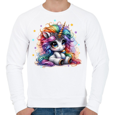 PRINTFASHION Cuki egyszarvú - Férfi pulóver - Fehér férfi pulóver, kardigán