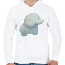PRINTFASHION Cuki elefánt - Férfi kapucnis pulóver - Fehér