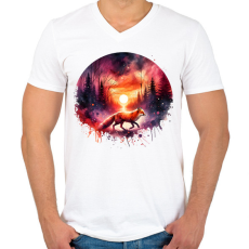PRINTFASHION Cuki erdei róka - Férfi V-nyakú póló - Fehér