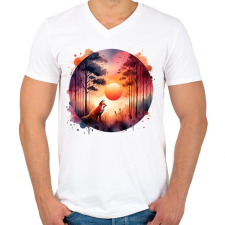 PRINTFASHION Cuki erdei róka - Férfi V-nyakú póló - Fehér férfi póló