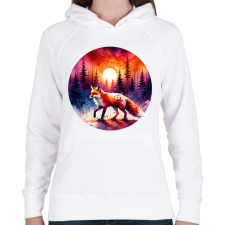 PRINTFASHION Cuki erdei róka - Női kapucnis pulóver - Fehér női pulóver, kardigán