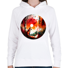 PRINTFASHION Cuki erdei róka - Női kapucnis pulóver - Fehér női pulóver, kardigán