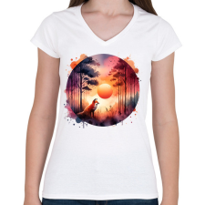 PRINTFASHION Cuki erdei róka - Női V-nyakú póló - Fehér női póló