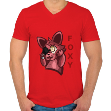 PRINTFASHION Cuki Foxy - Férfi V-nyakú póló - Piros férfi póló