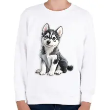 PRINTFASHION Cuki Husky Kölyök - Gyerek pulóver - Fehér gyerek pulóver, kardigán