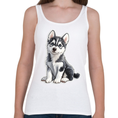 PRINTFASHION Cuki Husky Kölyök - Női atléta - Fehér