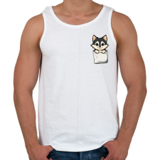 PRINTFASHION Cuki Husky Zsebben - Férfi atléta - Fehér atléta, trikó