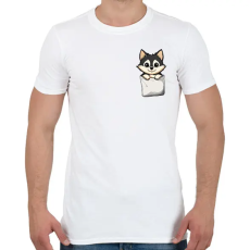 PRINTFASHION Cuki Husky Zsebben - Férfi póló - Fehér