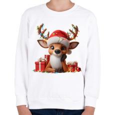 PRINTFASHION Cuki karácsonyi rénszarvas - Gyerek pulóver - Fehér