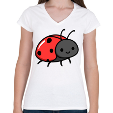PRINTFASHION Cuki katica - Női V-nyakú póló - Fehér