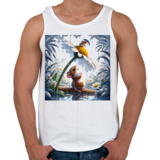 PRINTFASHION Cuki kis egér esőben - Férfi atléta - Fehér atléta, trikó