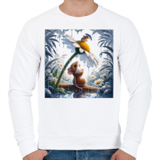 PRINTFASHION Cuki kis egér esőben - Férfi pulóver - Fehér