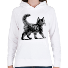 PRINTFASHION Cuki Kiscica / Cica / Macska rajz - Női kapucnis pulóver - Fehér női pulóver, kardigán