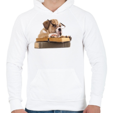 PRINTFASHION Cuki kutya könyvet olvas - Férfi kapucnis pulóver - Fehér