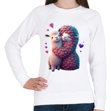 PRINTFASHION Cuki lámás 3D minta - szeretet / szerelem / barát / Valentin nap - Női pulóver - Fehér női pulóver, kardigán