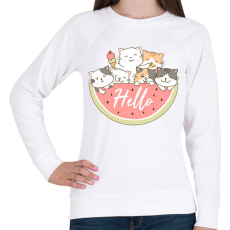 PRINTFASHION Cuki macskák dinnyével - Női pulóver - Fehér