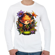 PRINTFASHION Cuki manógyerek  virágokkal - Férfi hosszú ujjú póló - Fehér férfi póló