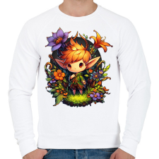 PRINTFASHION Cuki manógyerek virágokkal - Férfi pulóver - Fehér férfi pulóver, kardigán