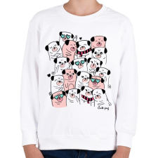 PRINTFASHION Cuki mopszok - Gyerek pulóver - Fehér gyerek pulóver, kardigán