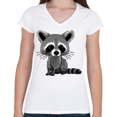 PRINTFASHION Cuki mosómedve - Női V-nyakú póló - Fehér