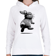PRINTFASHION Cuki Nyuszi rajz / Nyúl rajz - Női kapucnis pulóver - Fehér