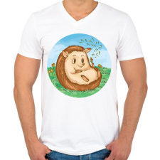 PRINTFASHION Cuki süni - Férfi V-nyakú póló - Fehér férfi póló