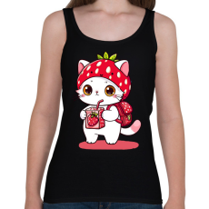 PRINTFASHION Cuki szamóca cica - Női atléta - Fekete