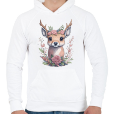 PRINTFASHION Cuki szarvas bébi virágokkal - Férfi kapucnis pulóver - Fehér