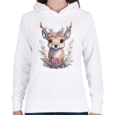 PRINTFASHION Cuki szarvas bébi virágokkal - Női kapucnis pulóver - Fehér