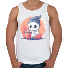 PRINTFASHION Cuki Szellem Pumpkin Spice Lattéval - Férfi atléta - Fehér atléta, trikó