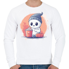 PRINTFASHION Cuki Szellem Pumpkin Spice Lattéval - Férfi pulóver - Fehér férfi pulóver, kardigán