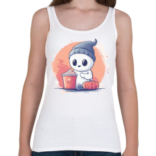 PRINTFASHION Cuki Szellem Pumpkin Spice Lattéval - Női atléta - Fehér női trikó