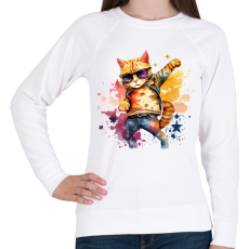 PRINTFASHION Cuki szupersztár macska - Női pulóver - Fehér