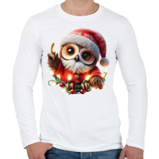 PRINTFASHION Cuki vicces karácsonyi party bagoly - Férfi hosszú ujjú póló - Fehér férfi póló