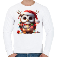 PRINTFASHION Cuki vicces karácsonyi party bagoly - Férfi pulóver - Fehér