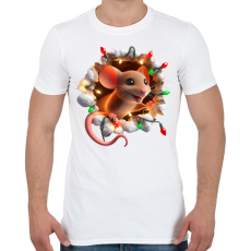 PRINTFASHION Cuki vicces karácsonyi party egér - Férfi póló - Fehér
