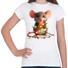 PRINTFASHION Cuki vicces karácsonyi party egér - Női póló - Fehér női póló