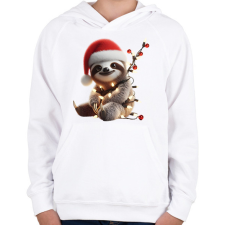 PRINTFASHION Cuki vicces karácsonyi party lajhár - Gyerek kapucnis pulóver - Fehér gyerek pulóver, kardigán