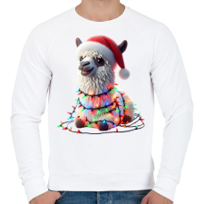 PRINTFASHION Cuki vicces karácsonyi party láma - Férfi pulóver - Fehér férfi pulóver, kardigán