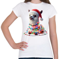 PRINTFASHION Cuki vicces karácsonyi party láma - Női póló - Fehér