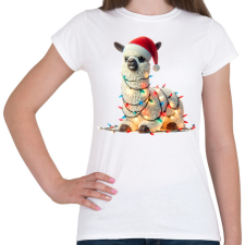PRINTFASHION Cuki vicces karácsonyi party láma - Női póló - Fehér női póló