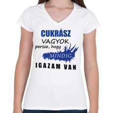 PRINTFASHION Cukrász vagyok... - Női V-nyakú póló - Fehér