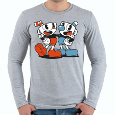 PRINTFASHION Cuphead - Férfi hosszú ujjú póló - Sport szürke férfi póló
