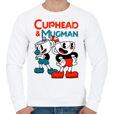 PRINTFASHION Cuphead & Mugman - Férfi pulóver - Fehér férfi pulóver, kardigán