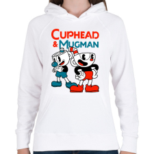 PRINTFASHION Cuphead & Mugman - Női kapucnis pulóver - Fehér női pulóver, kardigán