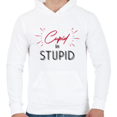 PRINTFASHION Cupid is stupid - Férfi kapucnis pulóver - Fehér