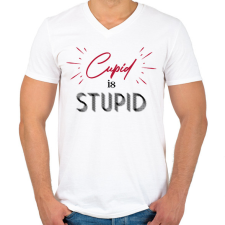 PRINTFASHION Cupid is stupid - Férfi V-nyakú póló - Fehér férfi póló