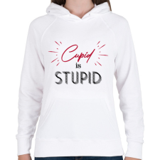 PRINTFASHION Cupid is stupid - Női kapucnis pulóver - Fehér női pulóver, kardigán